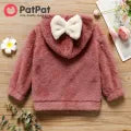 Bowknot Design Fuzzy Hoodie Sweatshirt