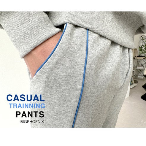 Kids Grey Jogger Pants with Blue Side Stripe Double-Sided Striped Elastic Waist Training Pants Tracksuit Pants Large Size Clothing Couple Pants Jogger Pants