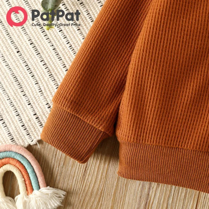 Toddler Girl/Boy Rainbow Embroidered Waffle Sweatshirt