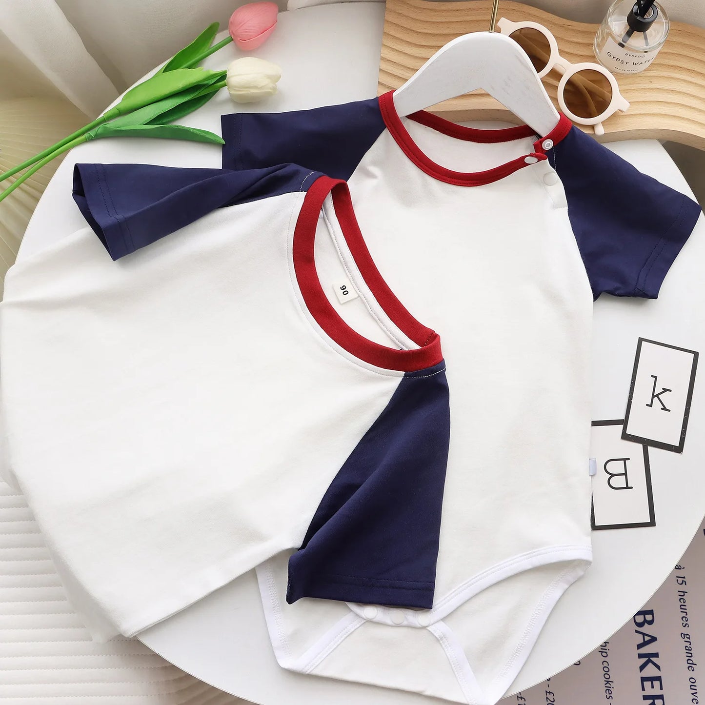 T-shirt Colored Sleeves Cotton