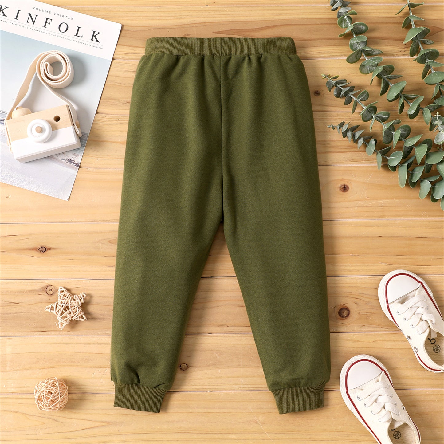 Toddler Boy/Girl Casual Cotton Elasticized Pants Army Green