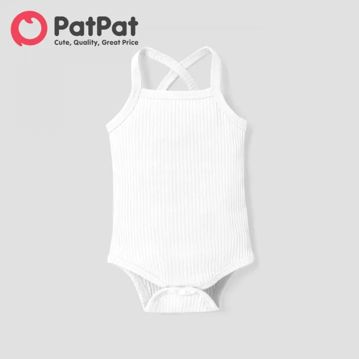 Romper Floral Solid Baby Romper Gaono white