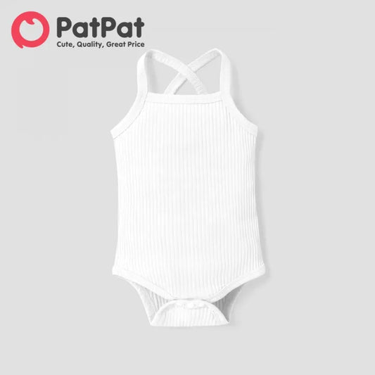 Romper Floral Solid Baby Romper Gaono white