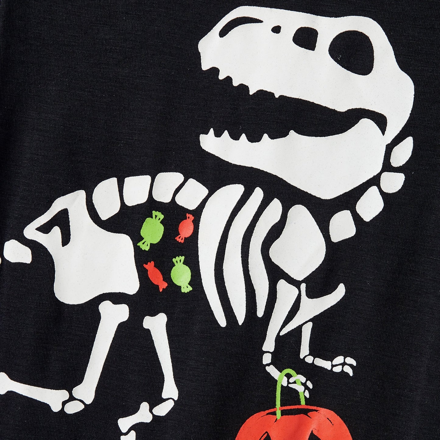 Tee Plaid Dinosaur Skeleton Romper with Snap Buttons Glow in the Dark