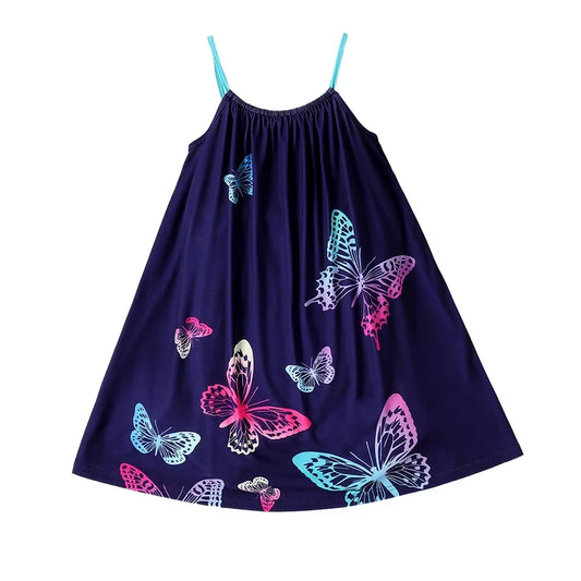 girl dress with butterfly print and color-block cami