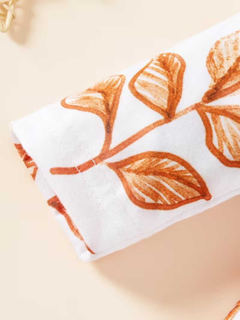 Leaves-Print Long-sleeve Baby Jumpsuit