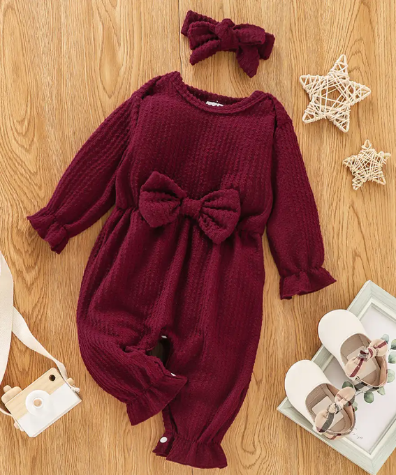 Red Solid Full-Sleeve Jumpsuit