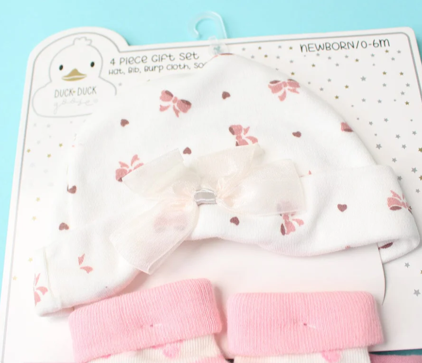 Baby Socks & Cap Bib Set Girl 4Pc Stylish