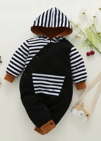 Striped Splicing Long sleeve Jumpsuit