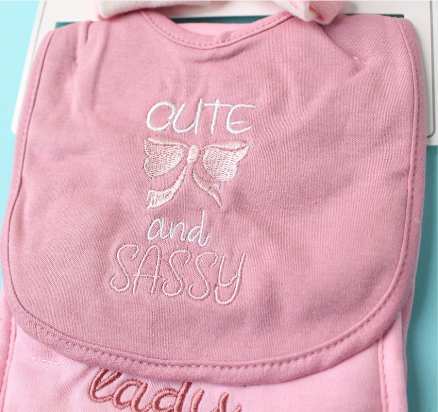 Baby Socks & Cap Bib Set Girl 4Pc Stylish