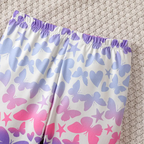 kid girl butterfly print stretch leggings