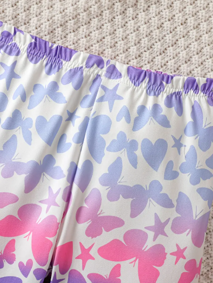 kid girl butterfly print stretch leggings