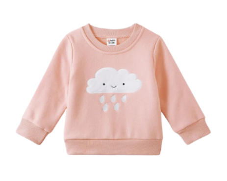Winter Cloud Embroidered Long-sleeve Pullover Sweatshirt