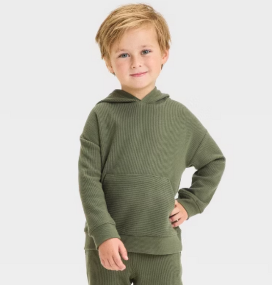 Winter Rib Knit Hooded Pullover