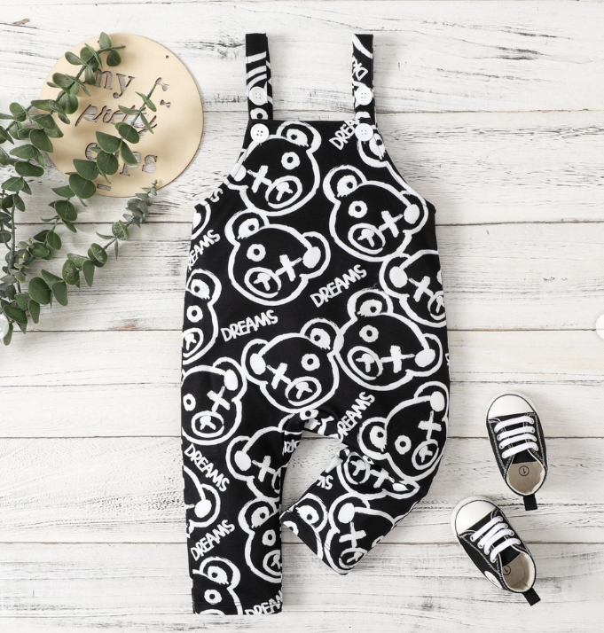 Baby  pocket sleeveless letter Jumpsuit