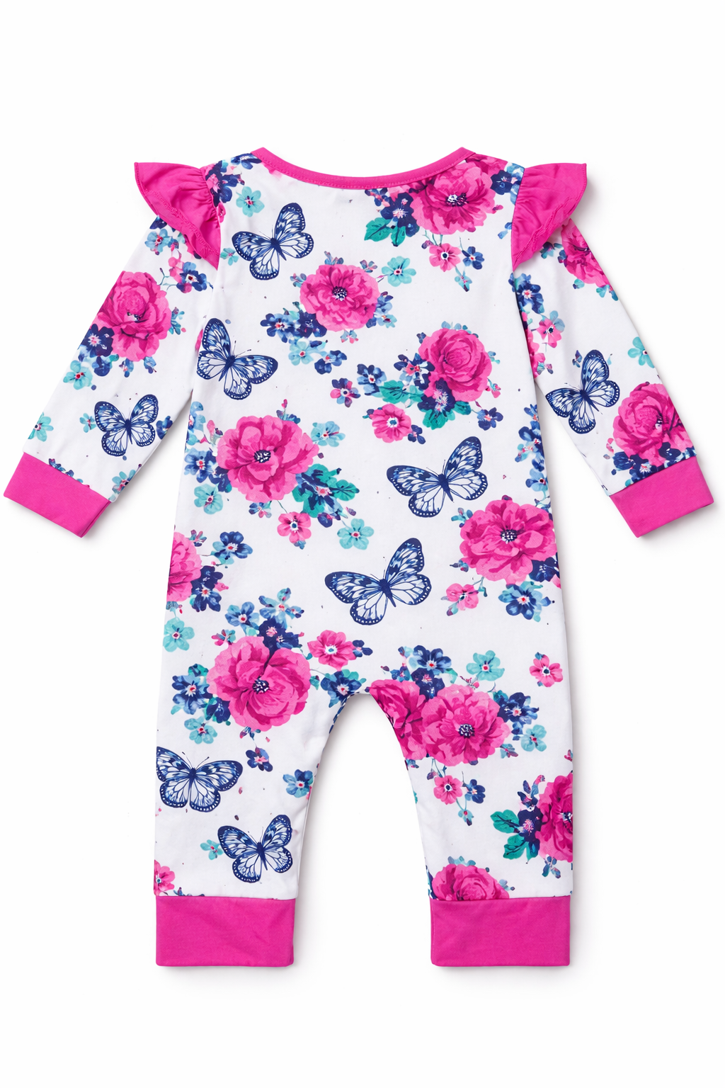 Girl Floral butterfly Sweet Long Sleeve Jumpsuit  Pink