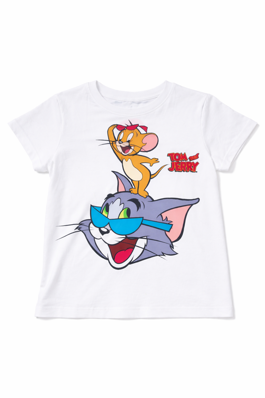 Tom and Jerry Baby Boy Character Print Tee White