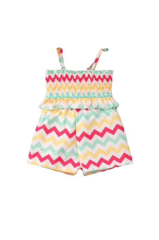 Baby Girl Multi Color zigzag Tank Romper Jumpsuit