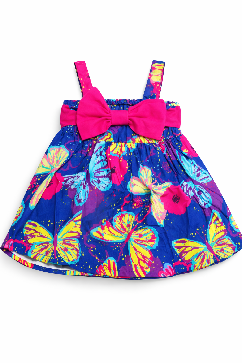 Baby Sweet Butterfly Print Smocked Slip romper with bow knot