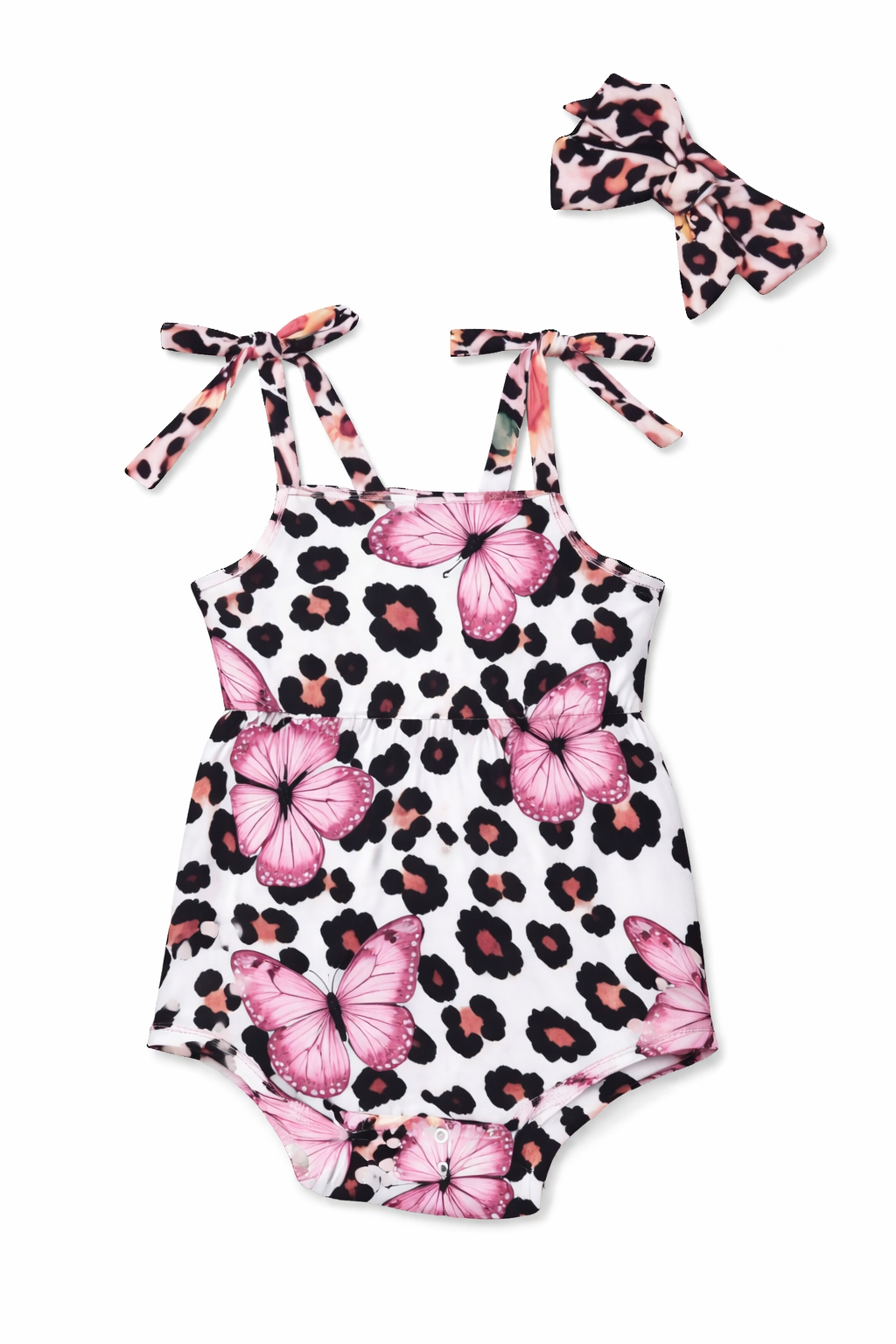 Baby Leopard Butterfly pattern Romper
