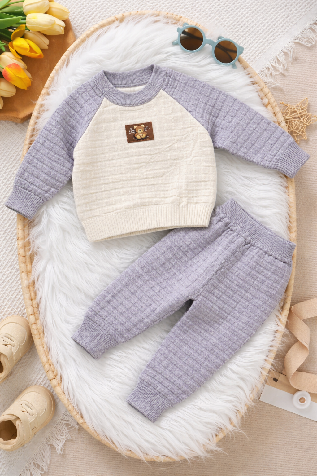 Winter Warm Quilted Baby Sweater & Pants Set