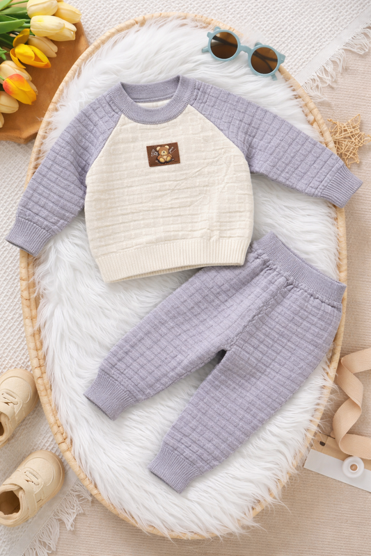 Winter Warm Quilted Baby Sweater & Pants Set