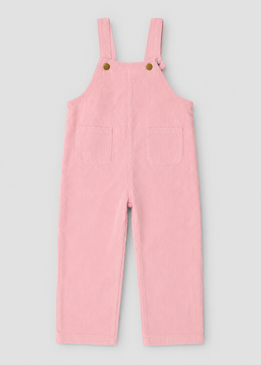 Girls Pink Corduroy Overall Pants with Button Straps