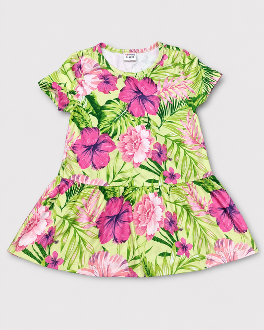 Baby Girls Floral Short Sleeve Summer Dress