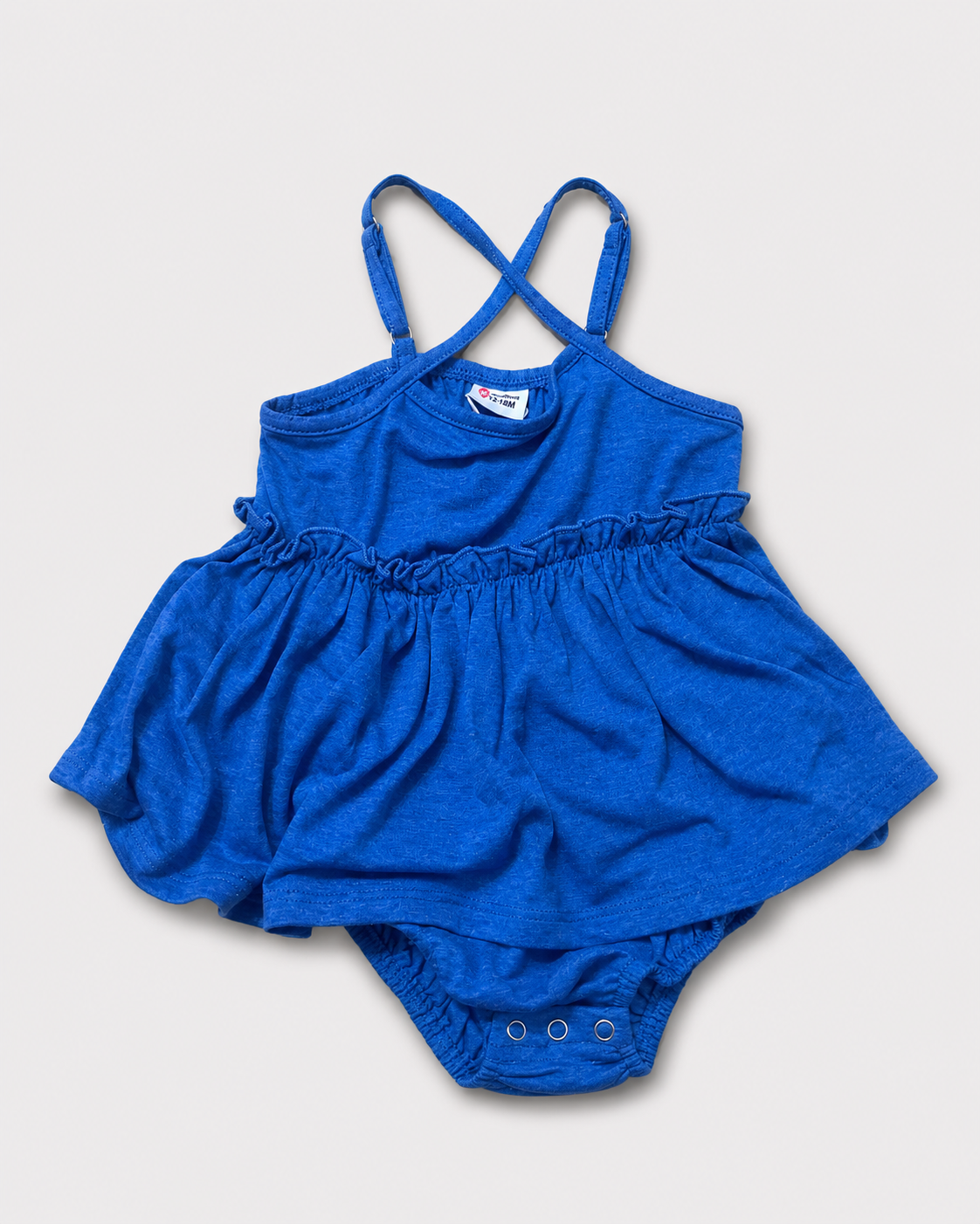 Baby Girl Strappy Romper Dress with Ruffle Detail