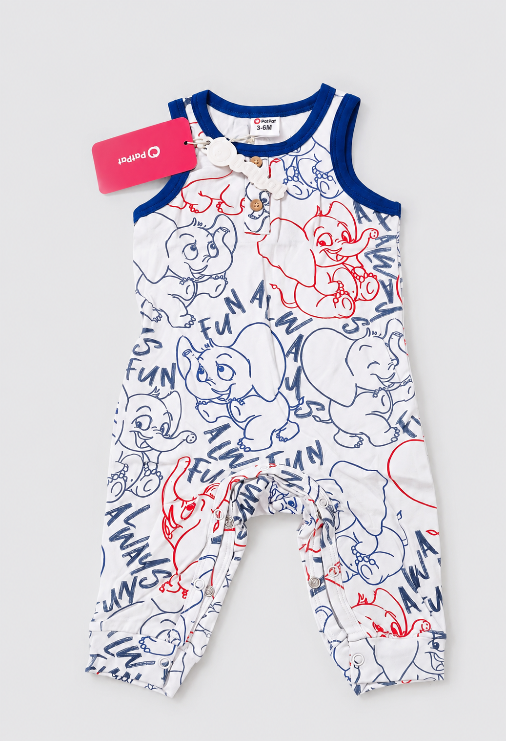 Unisex Baby Elephant Print Sleeveless Romper