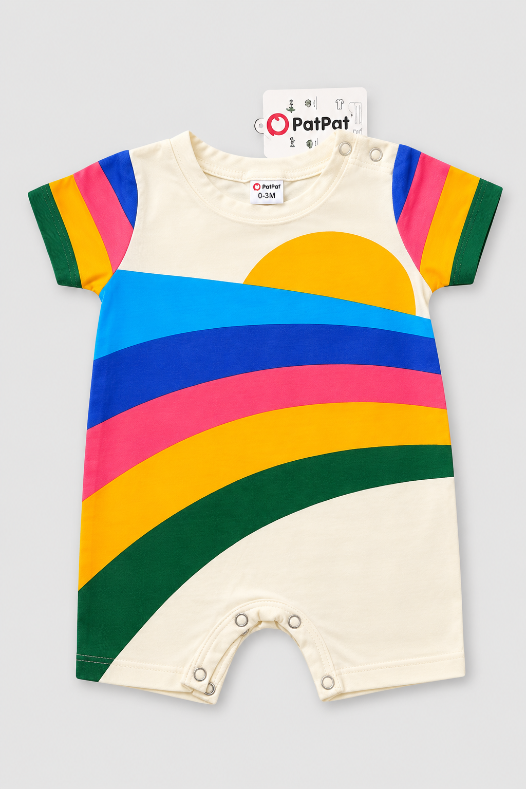 Baby Rainbow Stripe Short Sleeve Romper