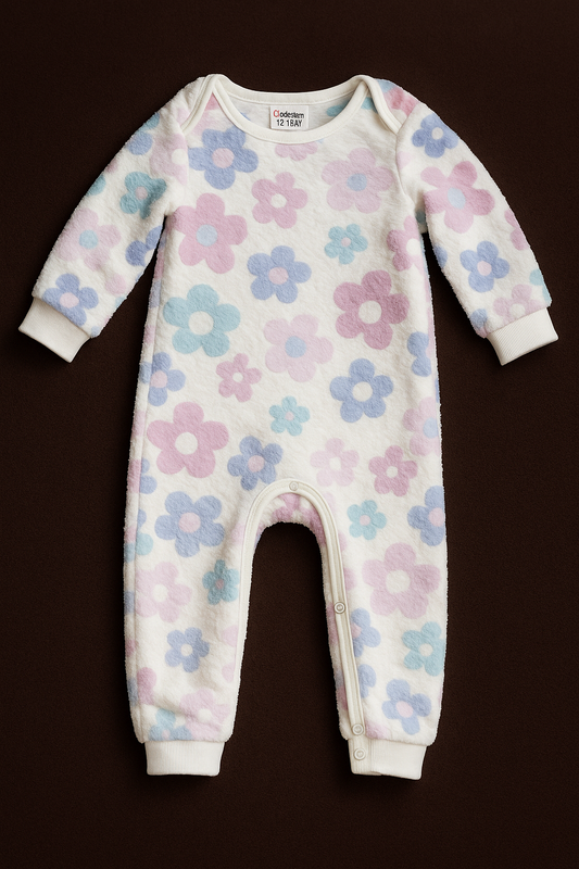 Pastel Floral Plush Fleece Baby Romper