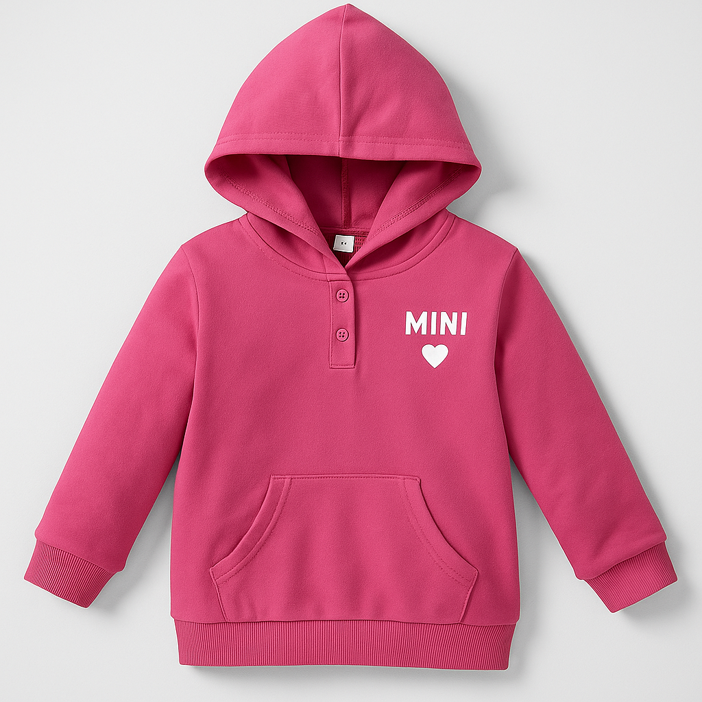 Kids Pink Hoodie with “LOVE NEVER FAILS” Back Print