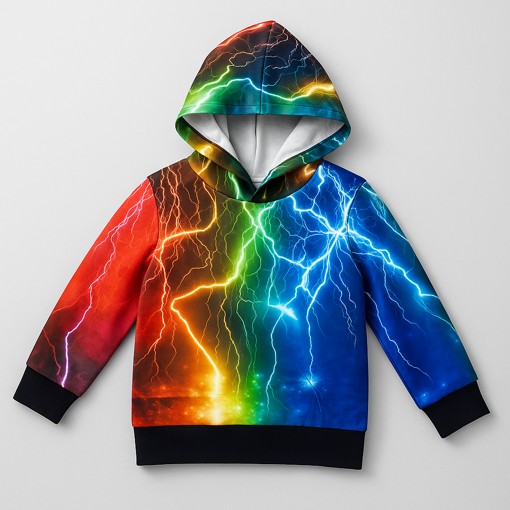 Kids Rainbow Lightning Graphic Hoodie Sweatshirt