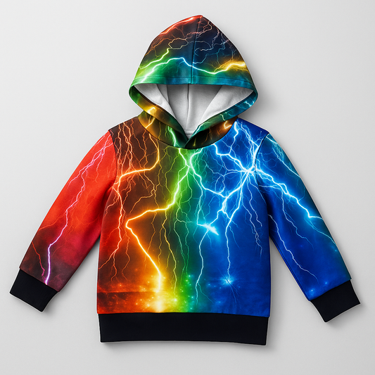 Kids Rainbow Lightning Graphic Hoodie Sweatshirt