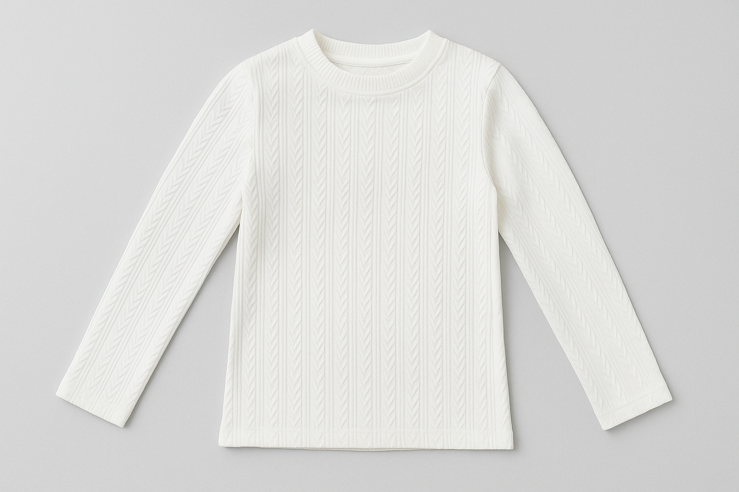 Kids Textured Chevron Long-Sleeve Top – White