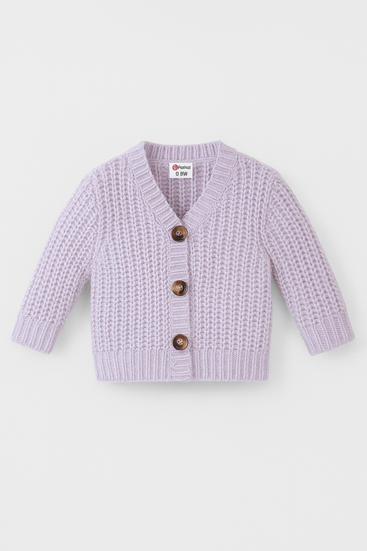 Lilac Knitted Baby Cardigan