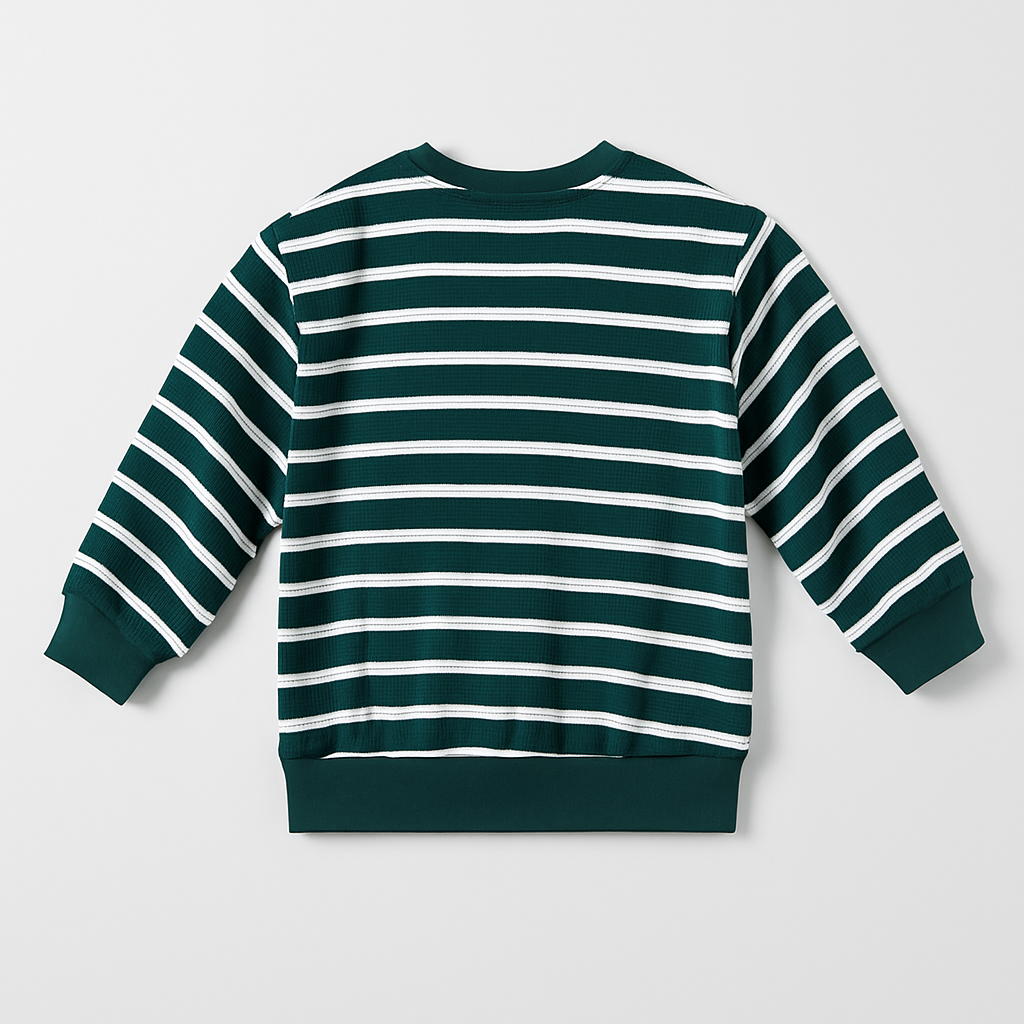 Green & White Striped Crewneck Sweatshirt