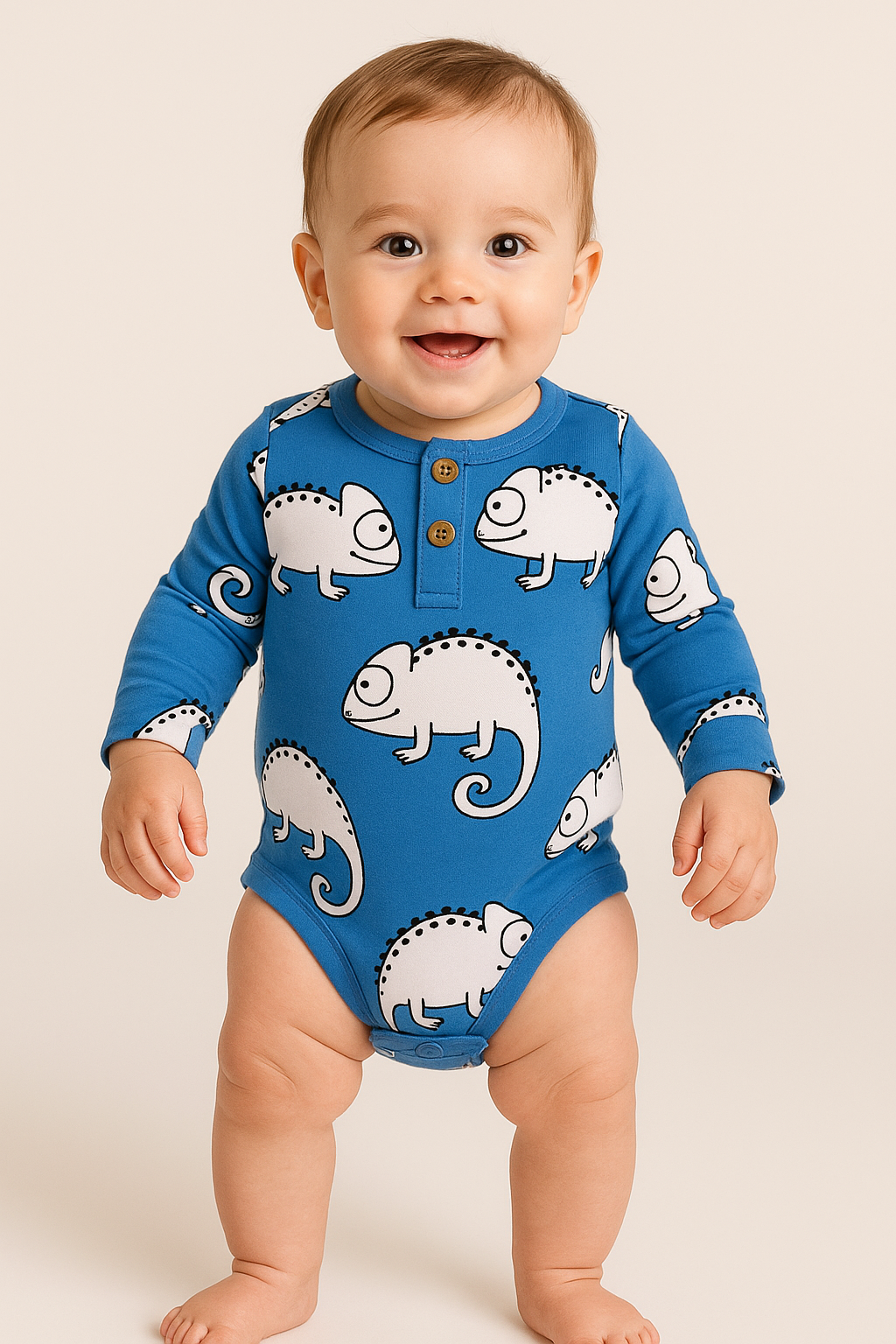 Printed Baby All Over Animal  Long sleeve Romper