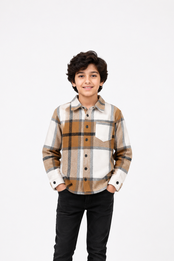 Boy Button Up Plaid Shirt