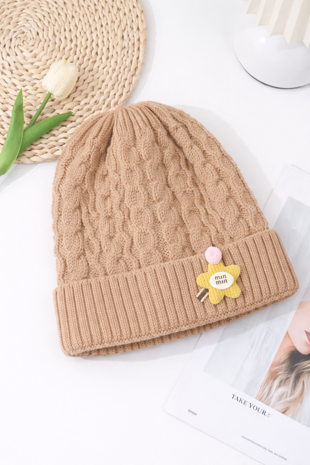 Baby Boys Girls Winter Hat Cute Pattern Knit Beanie Brown