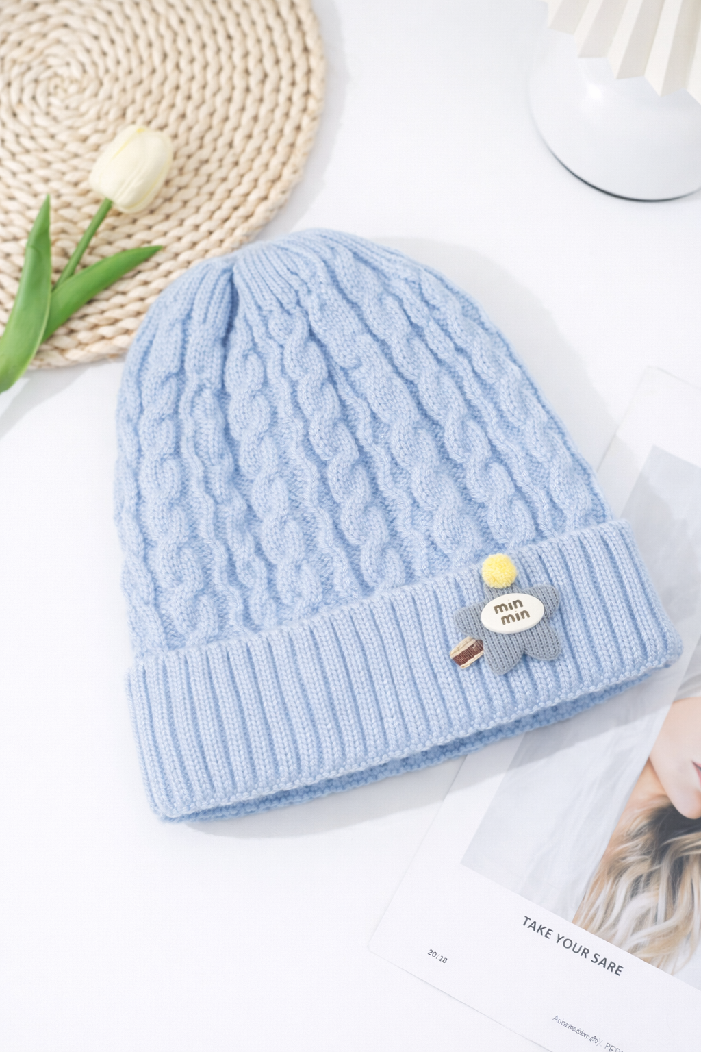 Baby Boys Girls Winter Hat Cute Pattern Knit Beanie Blue