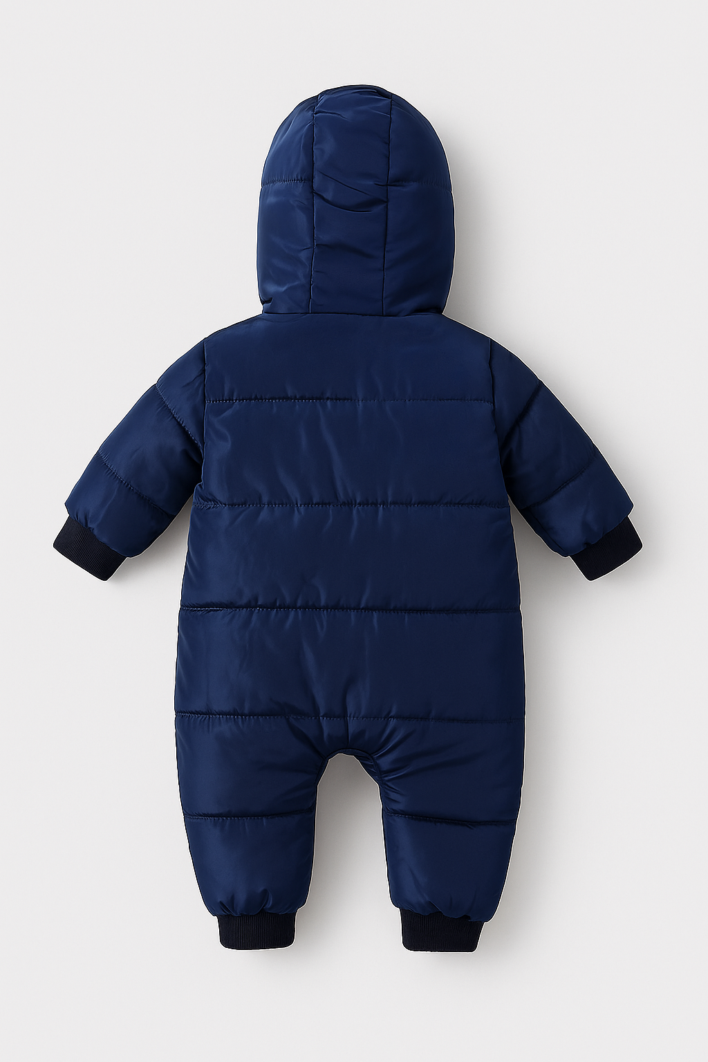 Dark Blue Hooded Baby Puffer Snowsuit – Infant Winter One-Piece  Short Description
