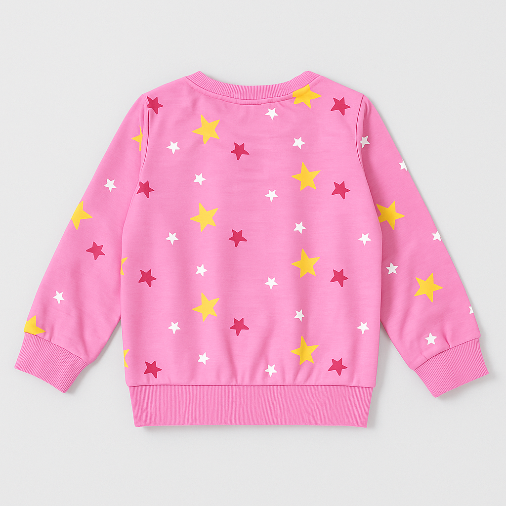 Girls Peppa Be Happy Pink Sweatshirt with Star Print