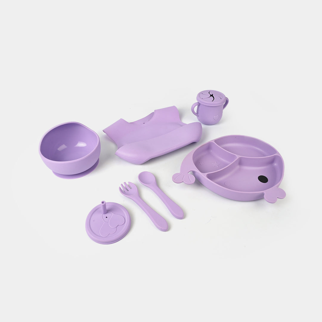 baby silicone tableware set with cartoon dolphin dinner set 9pieces -H