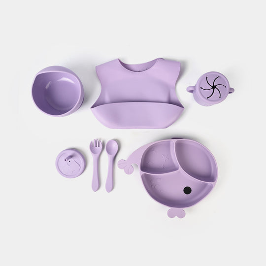 baby silicone tableware set with cartoon dolphin dinner set 9pieces -H