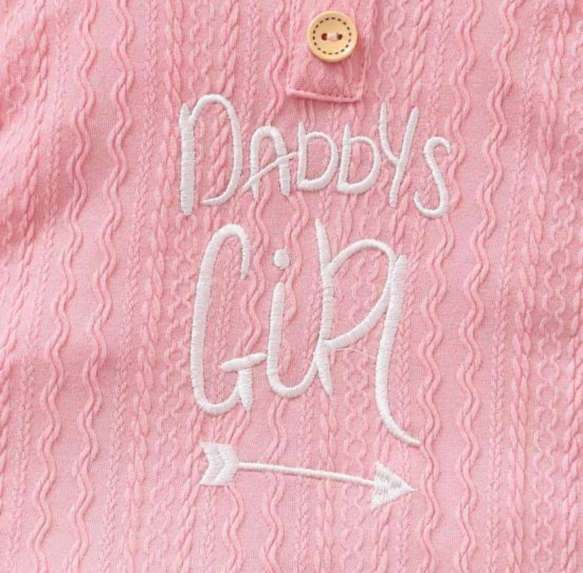 Daddy's Girl Waffle Texture Hooded Romper