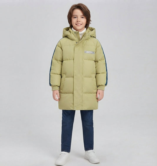 Boy Long Down Jacket Autumn Winter Light Green