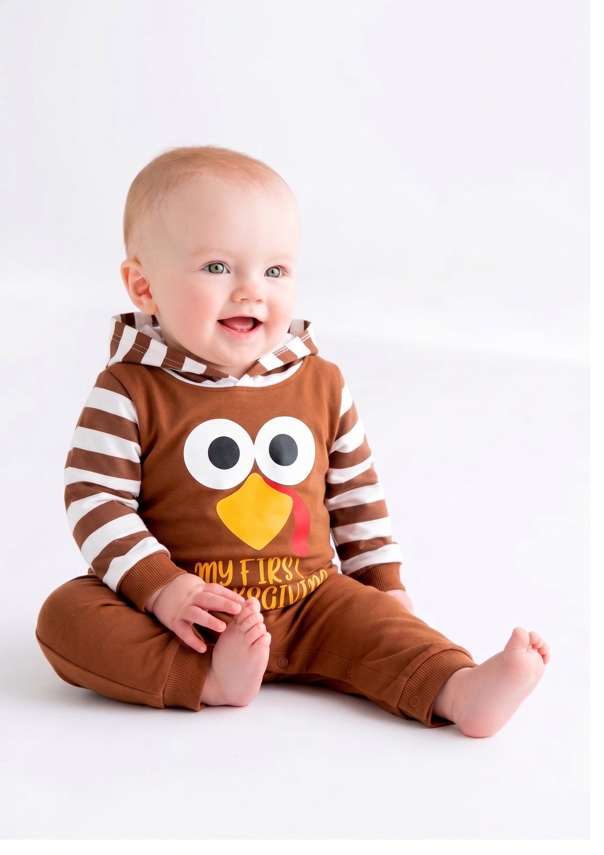 baby girl/boy cute turkey shape striped hoodie long sleeve