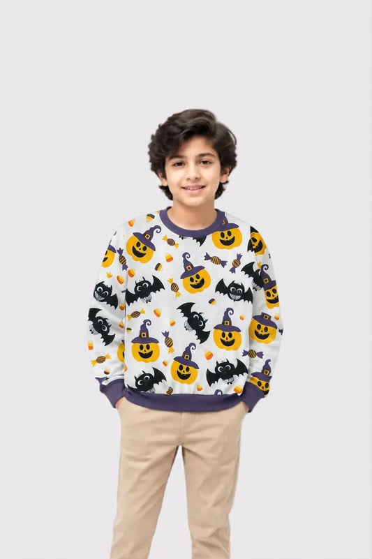 Boys Pumpkin & Bat All-Over Print Sweatshirt